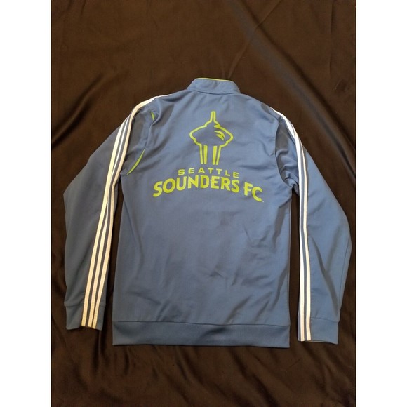 VTG ADIDAS Climalite SEATTLE SOUNDERS FC Training Zip Track Jacket Jersey Large - Picture 3 of 15